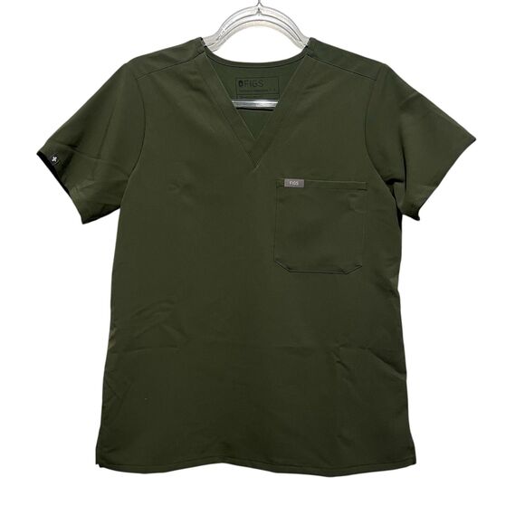Figs Tops - FIGS Catarina Scrub Top Green Size Small Medical Scrubs V-Neck Short Sleeve